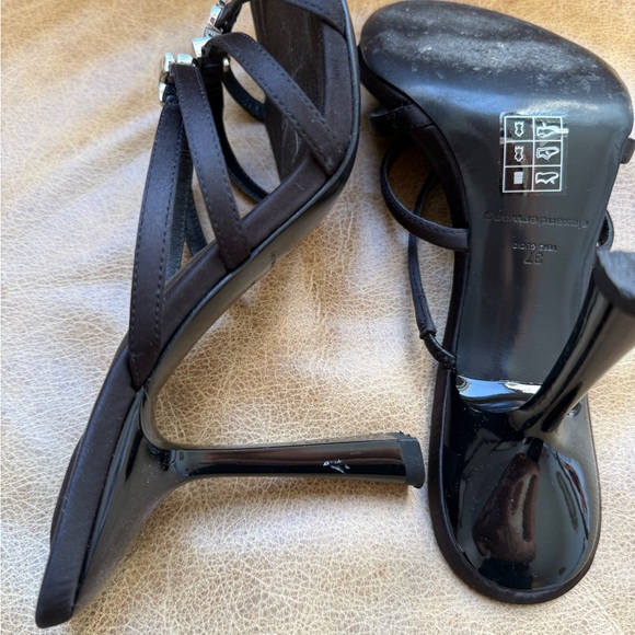 Alexander Wang Nala 105 Logo Sandals in black satin sz 37 - Picture 3 of 8